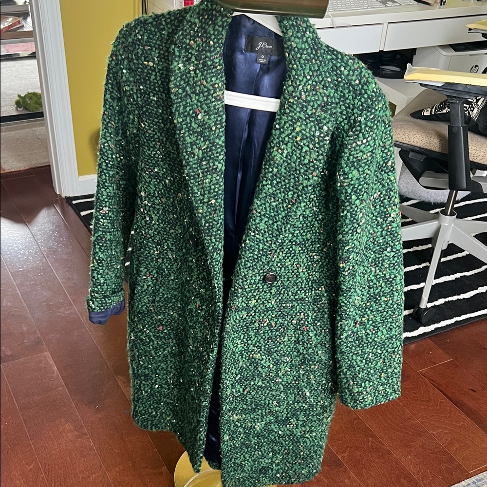 J. Crew Forest Green Textured Coat